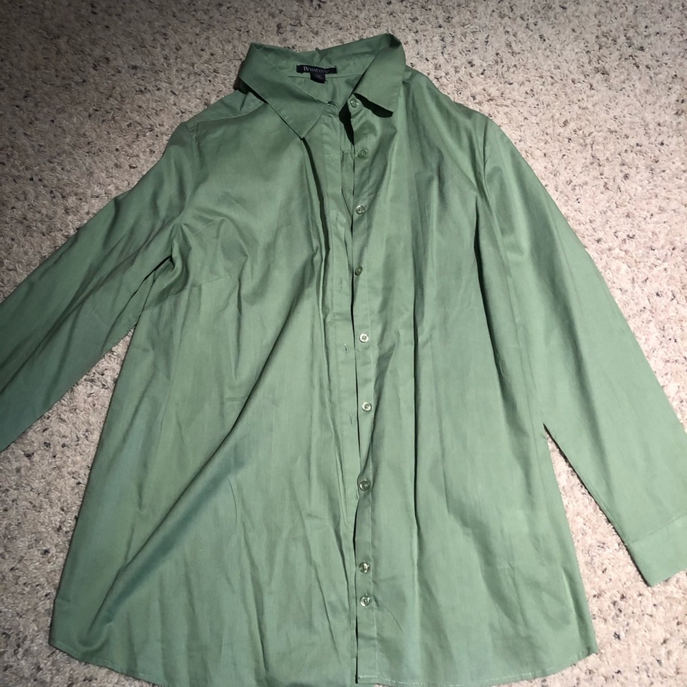 Button up top in a pretty Easter egg green color